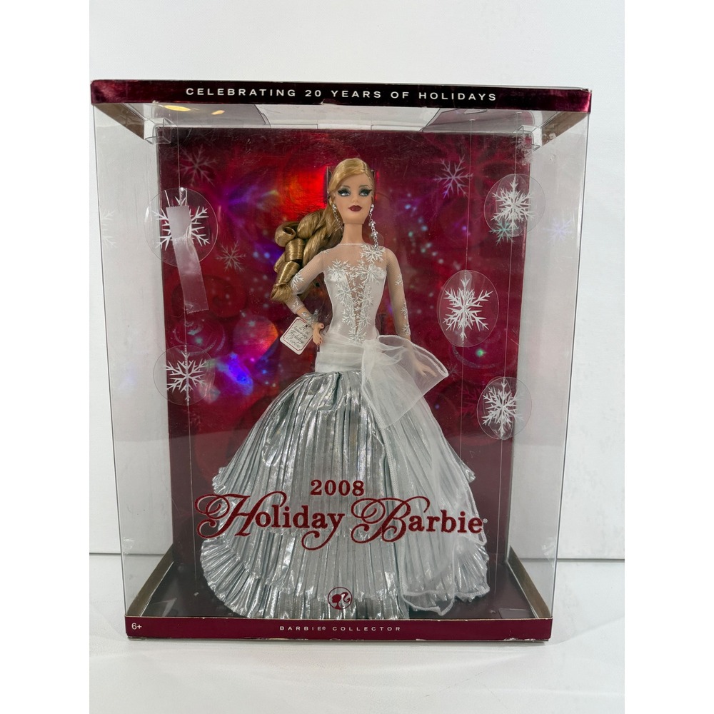 2008 Holiday Barbie Doll 20th Anniversary Collector Edition Mattel Silver Gown